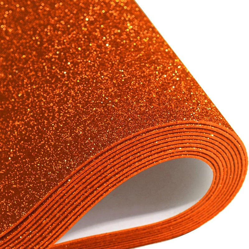 Mluchee 10 Sheets Orange Glitter Cardstock Paper for New Year Thanksgiving Christmas Fall Decorations, Self-Adhesive Backs Paper 30 x 20cm A4 - Image 1